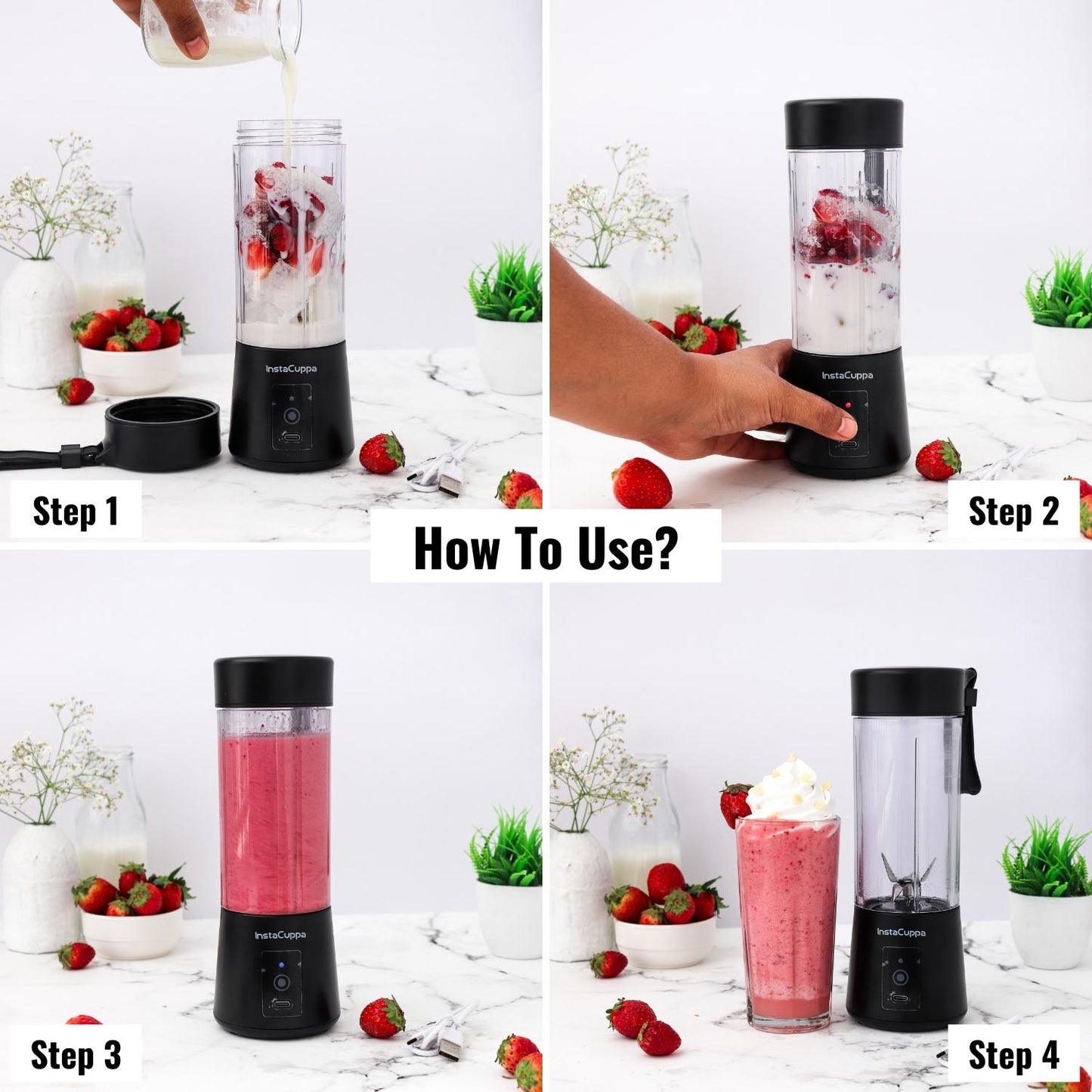 InstaCuppa Portable Blender (FREE 1 YEAR WARRANTY INCLUDED)